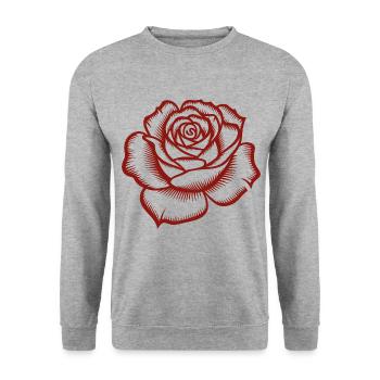 Rose - Cool Botanical Logo - Unisex Sweatshirt - salt & pepper - Front - Alina (178cm) & Michal (187cm)