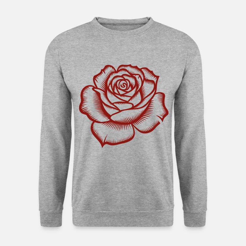Rose - Cooles botanisches Logo - Unisex Pullover - Weißgrau meliert