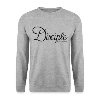 Disciple de Jésus en Noir - Sweat-shirt Unisexe - gris chiné - Devant - Alina (178cm) & Michal (187cm)