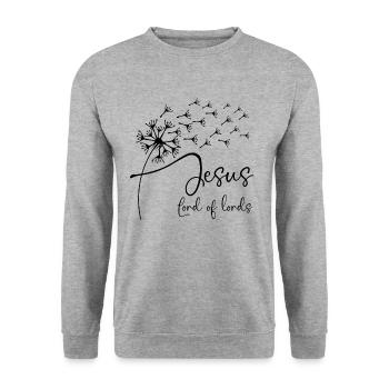 Jesus, Lord of lords has a chic dandelion graphic - Unisex Sweatshirt - salt & pepper - Front - Alina (178cm) & Michal (187cm)