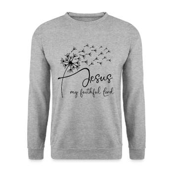 Jesus, my faithful Lord has a chic dandelion graph - Unisex Sweatshirt - salt & pepper - Front - Alina (178cm) & Michal (187cm)