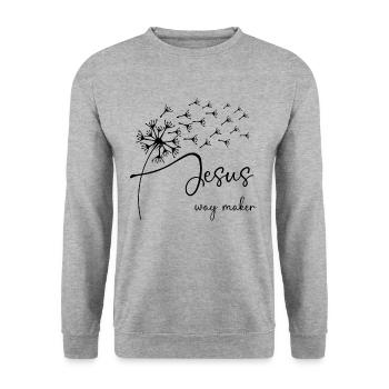 Jesus, way maker has a chic dandelion graphic desi - Unisex Sweatshirt - salt & pepper - Front - Alina (178cm) & Michal (187cm)