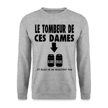 Le tombeur de ces dames - Sweat-shirt Unisexe - gris chiné - Devant - Alina (178cm) & Michal (187cm)