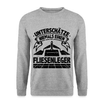Fliesenleger - Unisex Pullover - Weißgrau meliert - Vorne - Alina (178cm) & Michal (187cm)