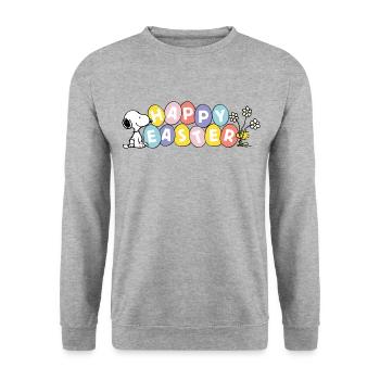 Peanuts Snoopy Happy Easter Ostern - Unisex Pullover - Weißgrau meliert - Vorne - Alina (178cm) & Michal (187cm)