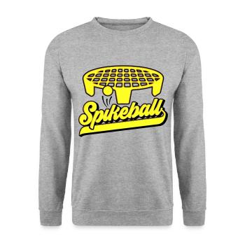 Farben änderbar | Roundnet Spikeball Fun - Unisex Pullover - Weißgrau meliert - Vorne - Alina (178cm) & Michal (187cm)