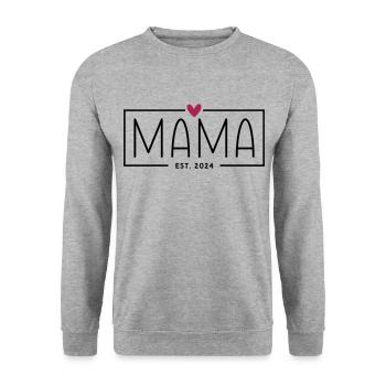 Mama Est 2024 - Heart - Mama 2024 Gift - Unisex Sweatshirt - salt & pepper - Front - Alina (178cm) & Michal (187cm)