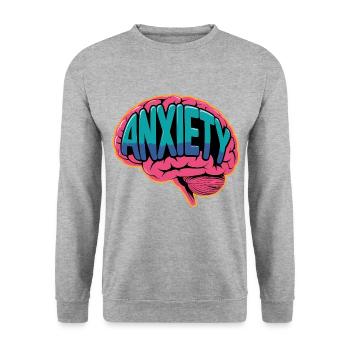 Anxiety - Brain Mental Health Logo - Unisex Sweatshirt - salt & pepper - Front - Alina (178cm) & Michal (187cm)
