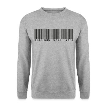 de surf travaillent maintenant code à barres plus tard - Sweat-shirt Unisexe - gris chiné - Devant - Alina (178cm) & Michal (187cm)