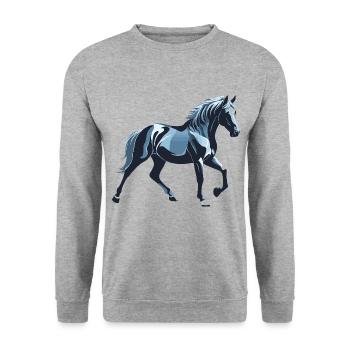 Cheval Bleu - Design Animalier - Sweat-shirt Unisexe - gris chiné - Devant - Alina (178cm) & Michal (187cm)