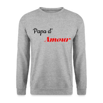 papa d amour - Sweat-shirt Unisexe - gris chiné - Devant - Alina (178cm) & Michal (187cm)
