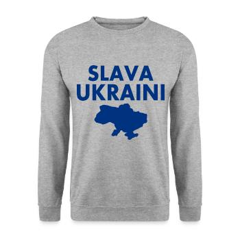 Slava ukraini - Unisex Pullover - Weißgrau meliert - Vorne - Alina (178cm) & Michal (187cm)