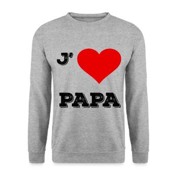 J aime papa - Sweat-shirt Unisexe - gris chiné - Devant - Alina (178cm) & Michal (187cm)