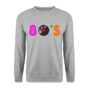 Musik der 80er Jahre Schallplatte - Unisex Pullover - Weißgrau meliert - Vorne - Alina (178cm) & Michal (187cm)
