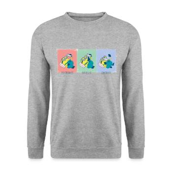 Les Minions Dave Samedi Dimanche Lundi Meme - Sweat-shirt Unisexe - gris chiné - Devant - Alina (178cm) & Michal (187cm)