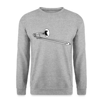 Trombone Drawing - Unisex Sweatshirt - salt & pepper - Front - Alina (178cm) & Michal (187cm)