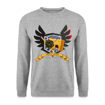 Pen & Paper - Let's roll the dice - Unisex Pullover - Weißgrau meliert - Vorne - Alina (178cm) & Michal (187cm)