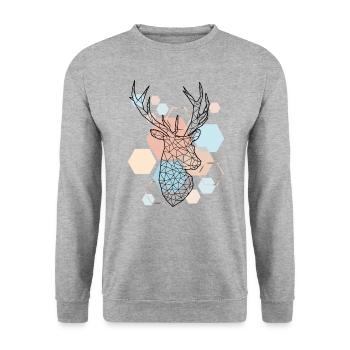 Low Poly Art Deer Triangle Streetwear Esthétique - Sweat-shirt Unisexe - gris chiné - Devant - Alina (178cm) & Michal (187cm)