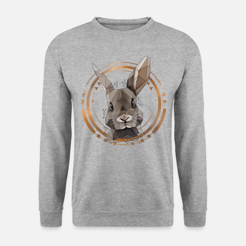 Cooler Hase Low Poly Design | Geometrisch, Dreieck - Unisex Pullover - Weißgrau meliert