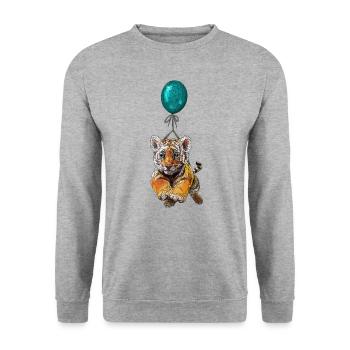 Tiger baby balloon - Unisex Sweatshirt - salt & pepper - Front - Alina (178cm) & Michal (187cm)