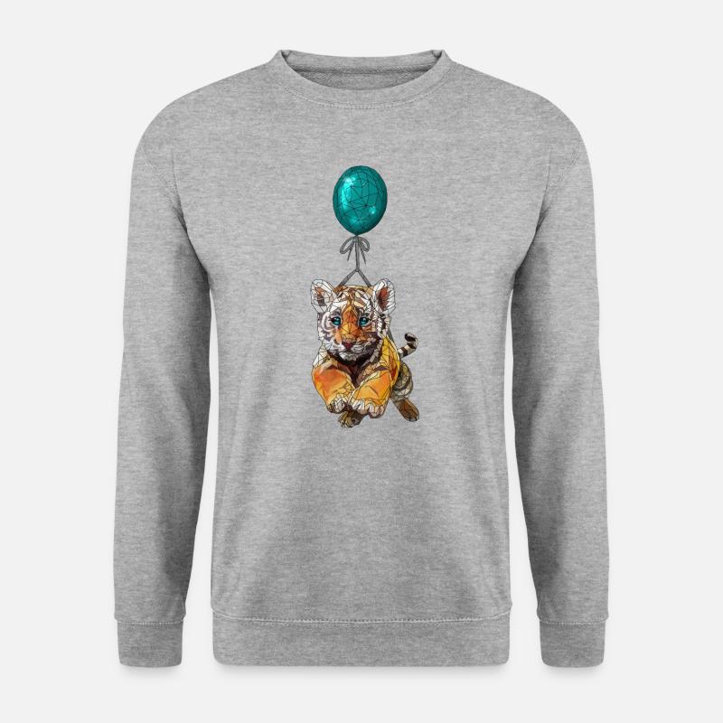 Tiger Baby Luftballon - Unisex Pullover - Weißgrau meliert