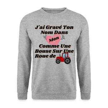 j ai gravé ton nom dans mon cœur comme une roue - Sweat-shirt Unisexe - gris chiné - Devant - Alina (178cm) & Michal (187cm)