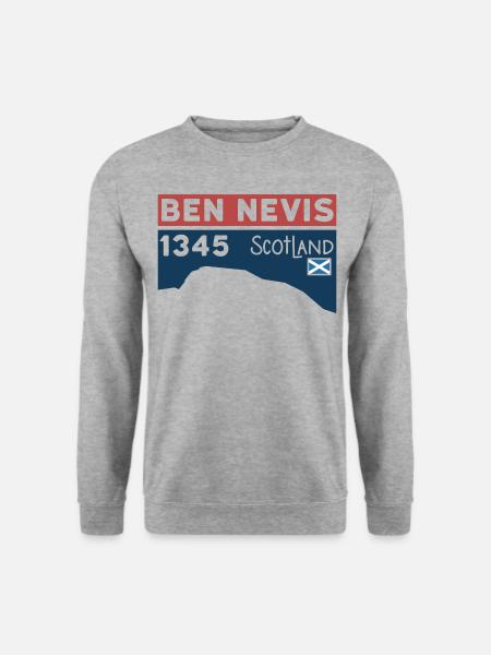 Ben Nevis Munro Bagging Schottland Andenken - Unisex Pullover - Weißgrau meliert