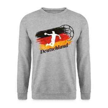 Team Germany Handball Flag Ball Handball Player - Unisex Sweatshirt - salt & pepper - Front - Alina (178cm) & Michal (187cm)