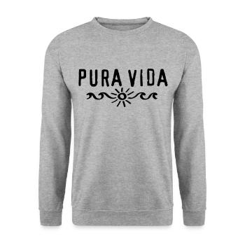 Pura Vida, Sommer, Urlaub, Strand, beach party - Unisex Pullover - Weißgrau meliert - Vorne - Alina (178cm) & Michal (187cm)