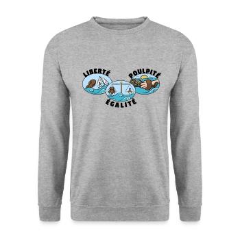 Liberté, égalité, poulpité ! - Sweat-shirt Unisexe - gris chiné - Devant - Alina (178cm) & Michal (187cm)
