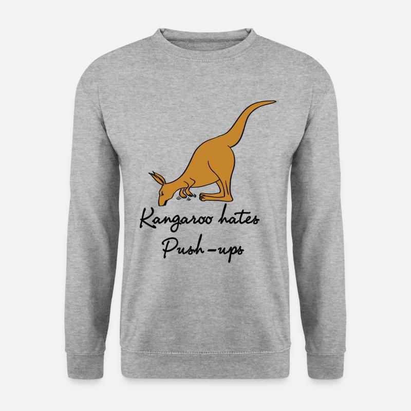 Kangaroo hasst Push-ups - Unisex Pullover - Weißgrau meliert