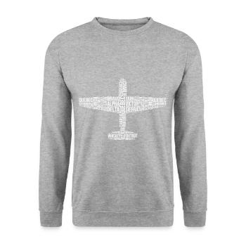 Airplane NATO alphabet - Unisex Sweatshirt - salt & pepper - Front - Alina (178cm) & Michal (187cm)