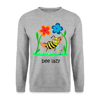 bee lazy, faule Biene, süße Biene, lustige Tiere - Unisex Pullover - Weißgrau meliert - Vorne - Alina (178cm) & Michal (187cm)