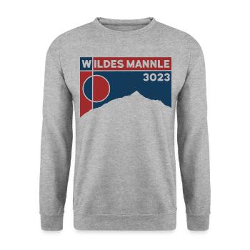 Wildes Mannle Wandern Ötztal Souvenir Andenken - Unisex Pullover - Weißgrau meliert - Vorne - Alina (178cm) & Michal (187cm)