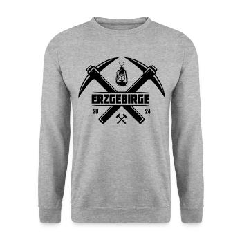Erzgebirge Sachsen Bergbau Bergarbeiter - Unisex Pullover - Weißgrau meliert - Vorne - Alina (178cm) & Michal (187cm)