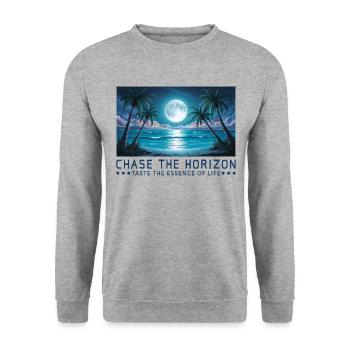 Chasing the horizon Saying Sayings Motto - Unisex Sweatshirt - salt & pepper - Front - Alina (178cm) & Michal (187cm)