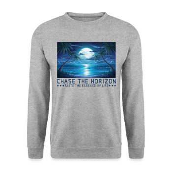 Chasing the horizon Saying Sayings Motto - Unisex Sweatshirt - salt & pepper - Front - Alina (178cm) & Michal (187cm)