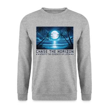 Chasing the horizon Saying Sayings Motto - Unisex Sweatshirt - salt & pepper - Front - Alina (178cm) & Michal (187cm)