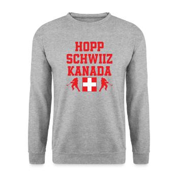 Hopp Schwiiz Canada Équipe nationale de hockey sur glace - Sweat-shirt Unisexe - gris chiné - Devant - Alina (178cm) & Michal (187cm)