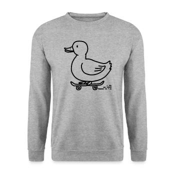 Drôle de canard sur un skateboard pour les skateurs - Sweat-shirt Unisexe - gris chiné - Devant - Alina (178cm) & Michal (187cm)