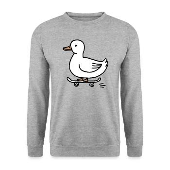 Drôle de canard sur un skateboard pour les skateurs - Sweat-shirt Unisexe - gris chiné - Devant - Alina (178cm) & Michal (187cm)