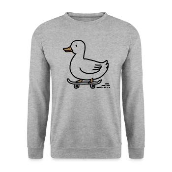 Drôle de canard sur un skateboard pour les skateurs - Sweat-shirt Unisexe - gris chiné - Devant - Alina (178cm) & Michal (187cm)