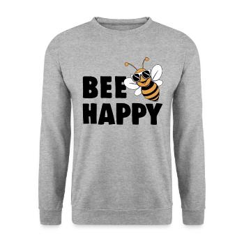 Funny bee with saying Bee Happy - Unisex Sweatshirt - salt & pepper - Front - Alina (178cm) & Michal (187cm)