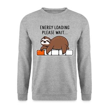 Sloth Energy Loading Please Wait - Unisex Sweatshirt - salt & pepper - Front - Alina (178cm) & Michal (187cm)