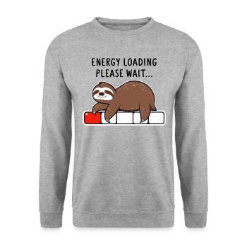 Faultier Energy Loading Please Wait - Unisex Pullover - Weißgrau meliert - Vorne - Alina (178cm) & Michal (187cm)
