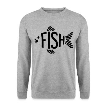 Os de poisson, squelette, pêche à chevrons - Sweat-shirt Unisexe - gris chiné - Devant - Alina (178cm) & Michal (187cm)