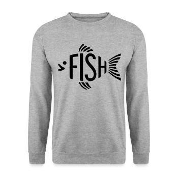 Os de poisson, squelette, pêche à chevrons - Sweat-shirt Unisexe - gris chiné - Devant - Alina (178cm) & Michal (187cm)