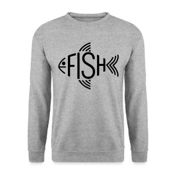 Os de poisson, squelette, pêche à chevrons - Sweat-shirt Unisexe - gris chiné - Devant - Alina (178cm) & Michal (187cm)