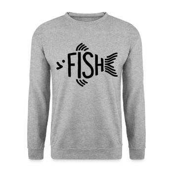 Os de poisson, squelette, pêche à chevrons - Sweat-shirt Unisexe - gris chiné - Devant - Alina (178cm) & Michal (187cm)