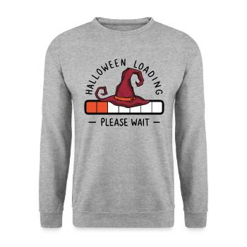 Hexenhut Spruch Halloween Loading Please Wait - Unisex Sweatshirt - salt & pepper - Front - Alina (178cm) & Michal (187cm)